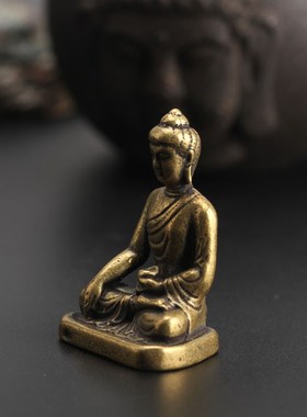 尼泊尔手工纯铜佛像小寸佛口袋佛像药师佛复古纯铜手工制作古董佛