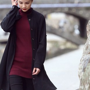 純棉開衫 兩件套半高領打底毛衣 薄外套女初秋套裝 胖妹妹顯瘦襯衫