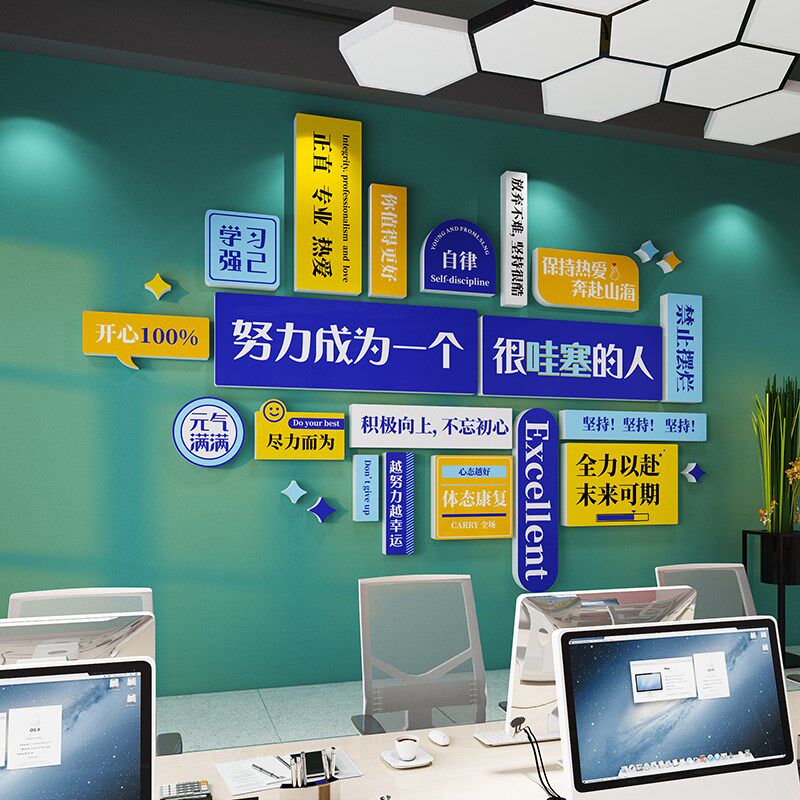 电商公司办公室墙面装饰企业文化高级感氛围员工激励励志标语贴纸