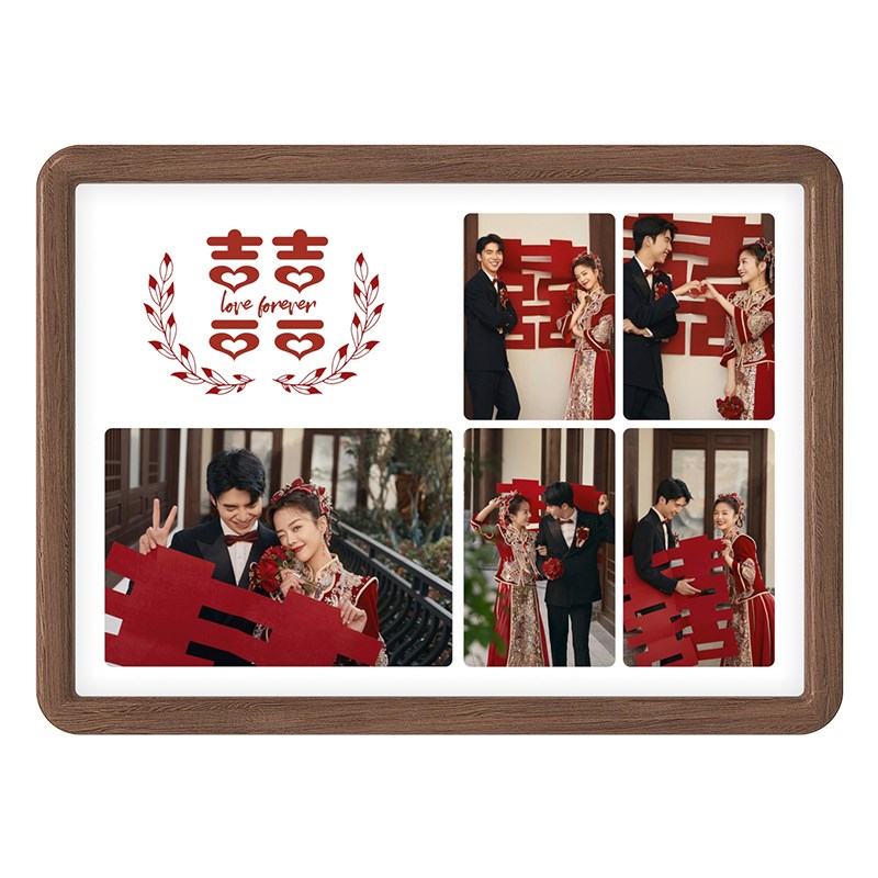 相框摆台定制diy结婚照婚纱照实木打印冲洗相片照片做成高级感