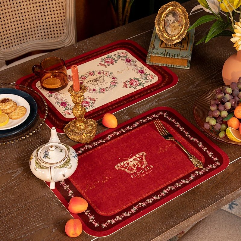 复古酒红色西餐垫皮革桌垫餐桌防烫防水台面垫PVC碗盘餐具垫子,居家布艺,餐垫,淘宝优惠券,粉丝福利购,淘宝优惠卷