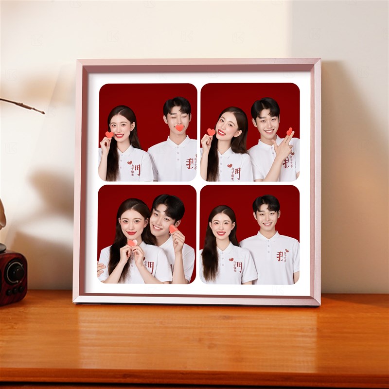 四联组合4宫格相框摆台洗照片做成情侣婚纱照相册照片打印加相框