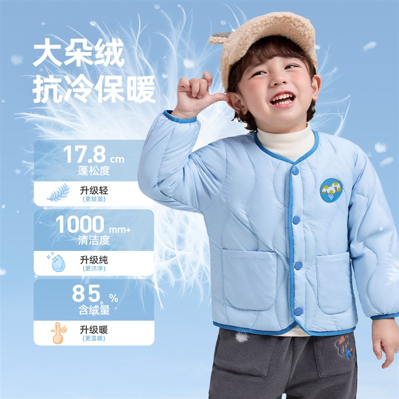 儿童羽绒服加绒冬季男童上衣女童外套保暖冬小童童装儿童衣服冬装