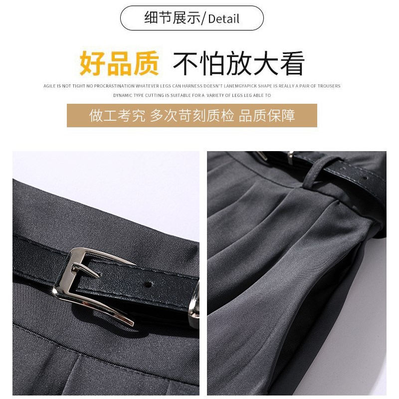 黑色百褶裙女春夏秋高腰垂感a字裙小个子高级大摆西装半身长裙潮
