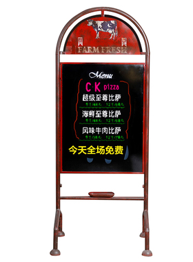铁艺复古酒吧餐厅营业中门牌告示牌店铺创意落地式黑板留言板招牌