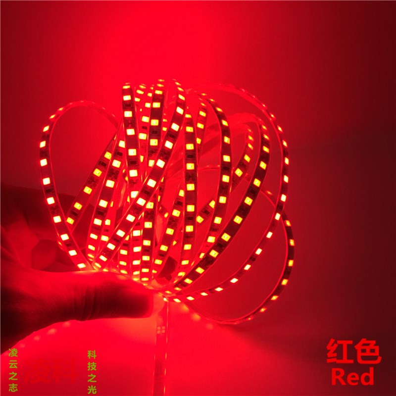 12V红光LED红色灯条5MM红光灯带红色3528红光灯条5MM超高亮120灯