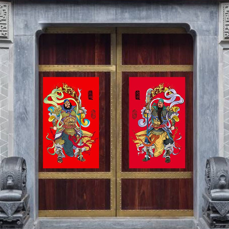 门神门贴年画2022新年春节过年装饰关羽张飞武将霸气特大门神定制图片
