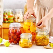 密封玻璃罐家用透明腌制泡菜带盖收纳玻璃密封罐菜罐 买一送一