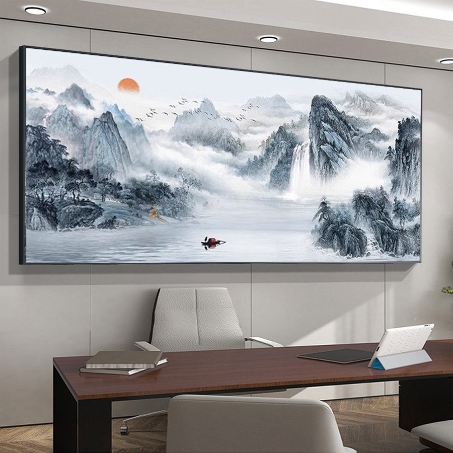 客厅装饰画 画沙发背景墙挂画 画办公室山水画 画靠山图聚财风水
