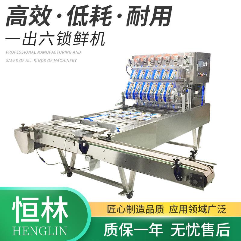 全自动高速一出六黑鱼片连续封口机抽真空锁鲜保鲜机封口包装定制