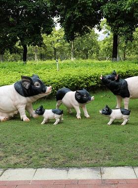 玻璃钢仿真猪雕塑幼儿园草坪农家庭院小猪动物模型景观装饰大摆件