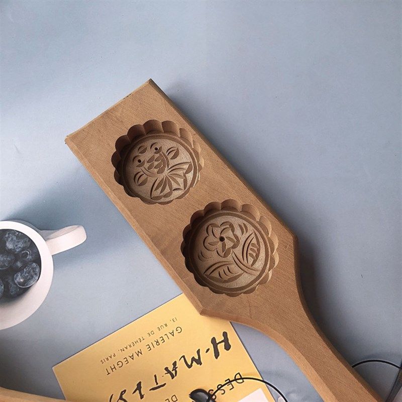 中式面点糕点梨木手工雕刻木质模具单孔绿豆糕饼花样馒头冰皮月饼
