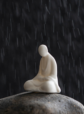 创意白瓷小号无相佛人物摆件居室客厅茶道禅意装饰配件造景摆设