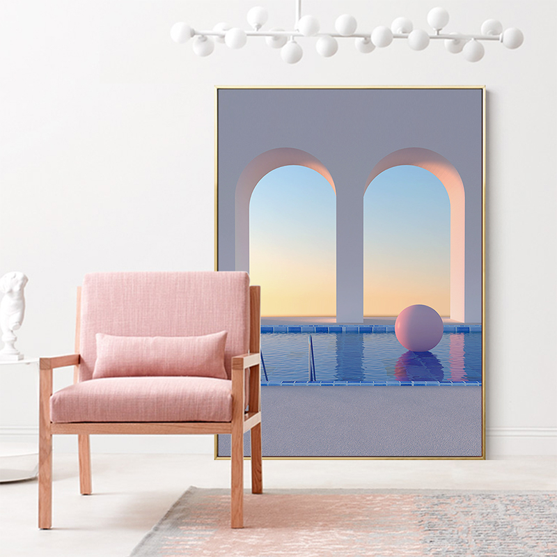 美森北欧建筑风景创意装饰画客厅三联画玄关过道壁画卧室床头挂画图片