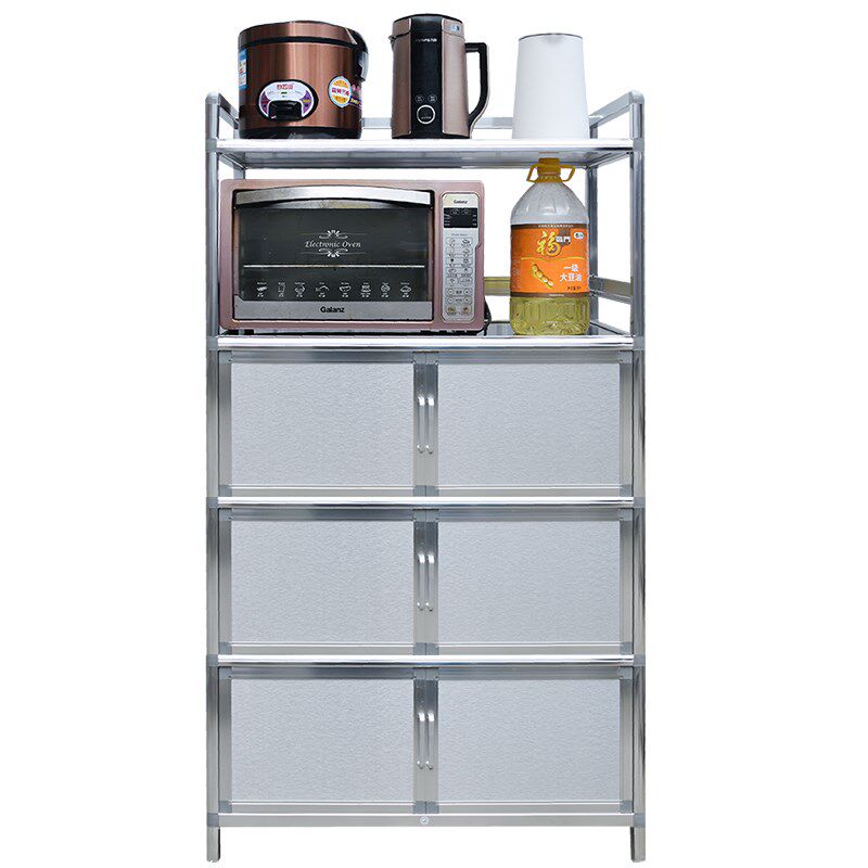 厨房微波炉柜子储物柜铝合金家用多层烤箱收纳柜不锈钢置物架子