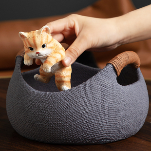 慧心巧聚猫咪摆件桌面收纳创意客厅家居装饰品玄关小摆设乔迁礼品
