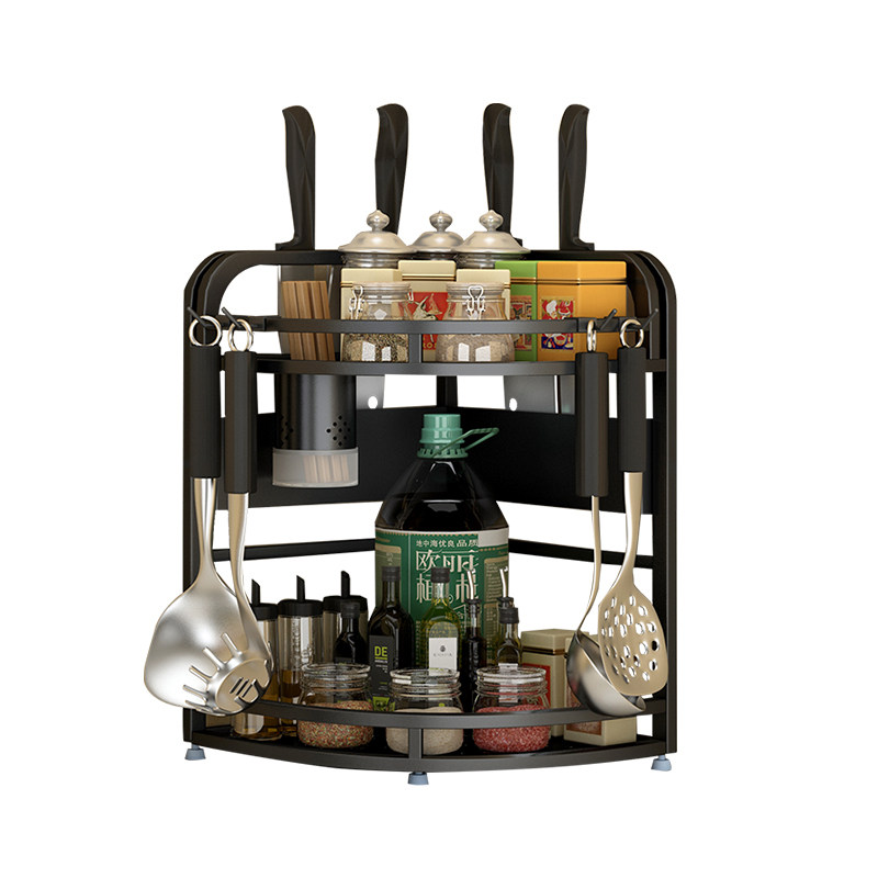 不锈钢三角架厨房置物架厨房用具扇形灶台调味品调料转角收纳架子