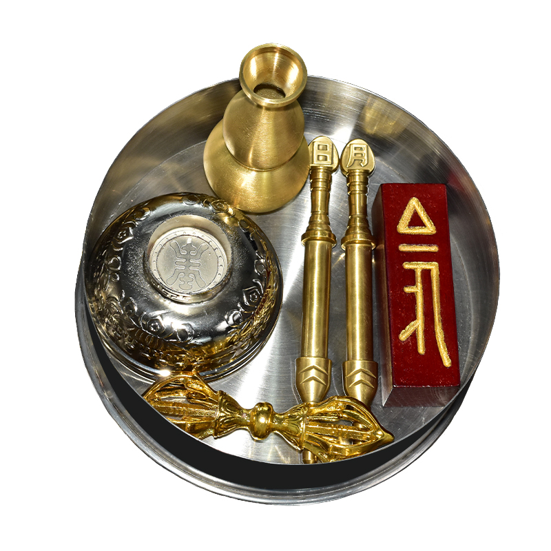 曼达盘修供养焰口施食碗七珍八宝日月杵曼达拉修盘曼扎盘套装