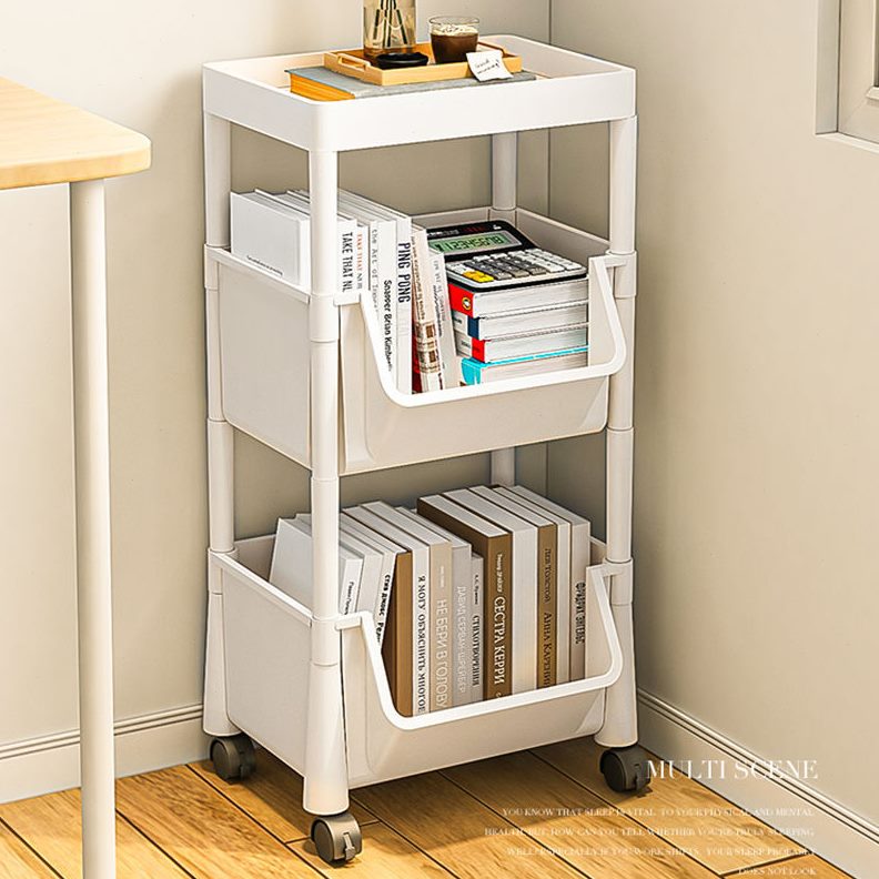 简易书架置物架落地带轮可移动小推车公桌下书桌边收纳卧室书柜