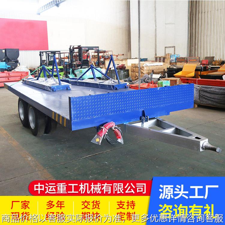 大吨位重型货物转运载重四轮转向牵引式仓库车间货物搬运平板拖车