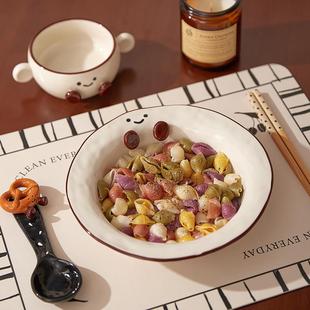 手绘可可豆陶瓷碗盘沙拉碗水果碗水果盘碗饭碗家用酸奶碗乔迁礼物