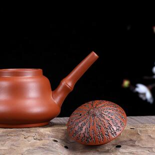 潮州朱泥手拉壶手工紫砂茶具泡茶器家用功夫茶壶单人渔翁壶长嘴壶