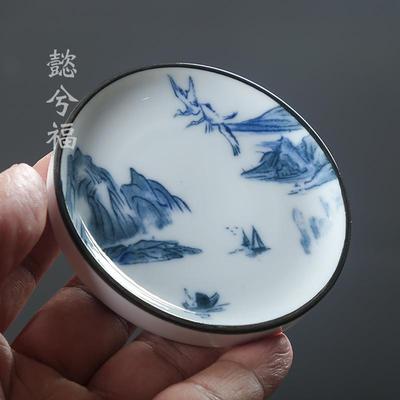 复古青花瓷杯垫功夫茶具隔热垫茶杯托茶托茶碟陶瓷十二生肖属性垫