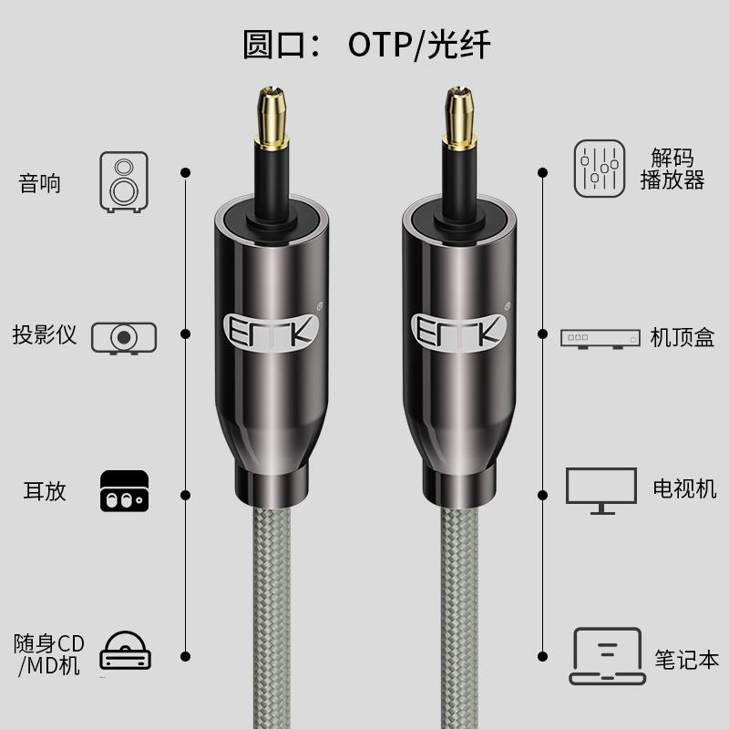 EMK 圆口光纤音频线mini3.5spdif opt in out连接线CD耳放对录线