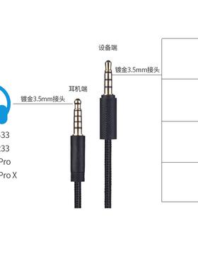 替换罗技G433 G233 G Pro X 编织延长升级耳机线配件音频线3.5mm