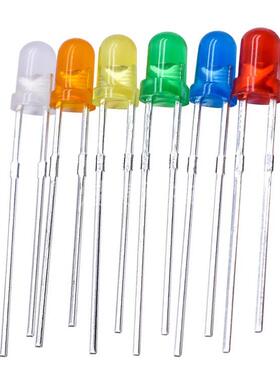 直插LED发光二极管灯珠 F3 F5 3/5mm红绿黄蓝白橙色 短/长脚 高亮