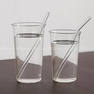 简约扩口大容量650ml水果柠檬茶冰美式奶茶杯轻薄耐热高硼硅玻璃