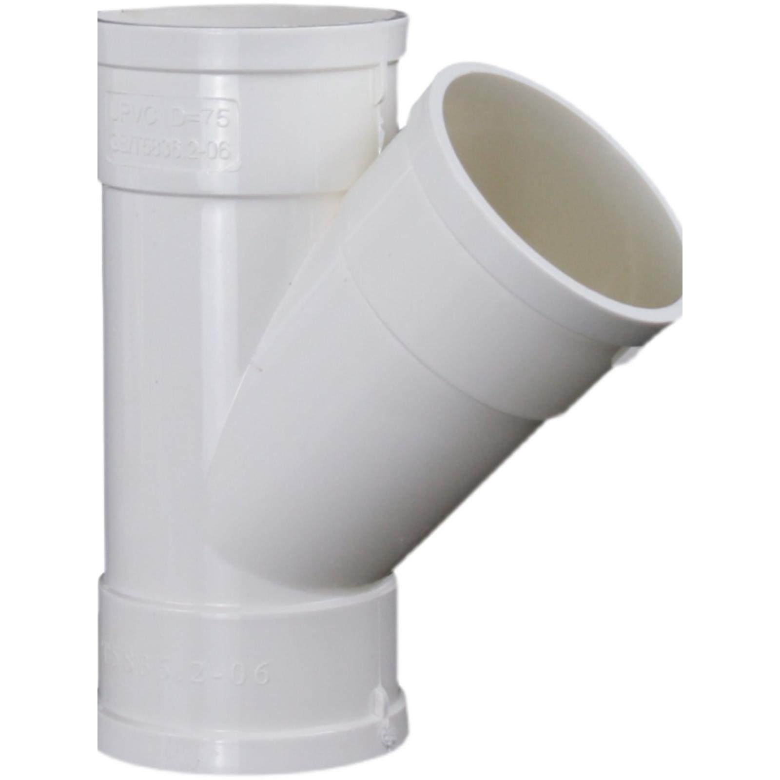 PVC斜三通 排水管配件下水45度等径异径50三通管件25 75 110 160