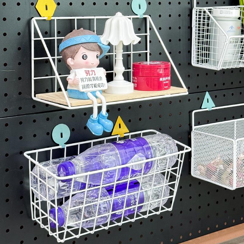 洞洞板配件通用圆孔挂钩挂件网篮磁吸书架收纳置物架专用16252630