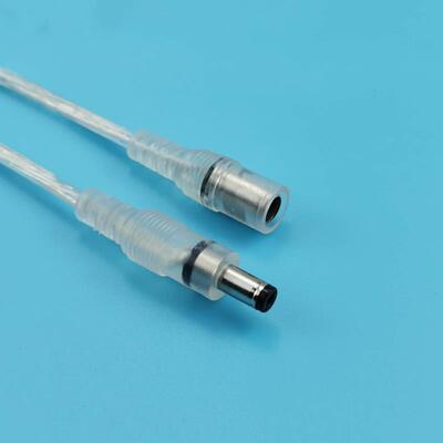 DC5521灯带插头透明 DC5.5*2.1公母对插接头 LED霓虹灯dc连接线