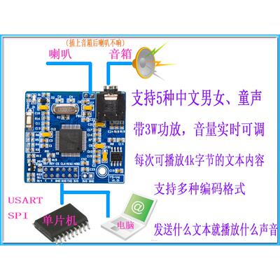 中文语音合成模块文字转语音银行公交播放 SYN6658真人TTS发音 V6