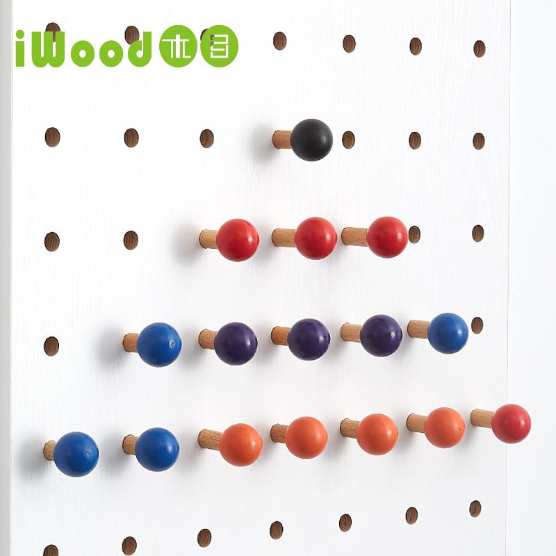 木目iwood 15mm圆孔洞洞板配件挂钩彩色火柴棍 白色圆头插棍棒杆