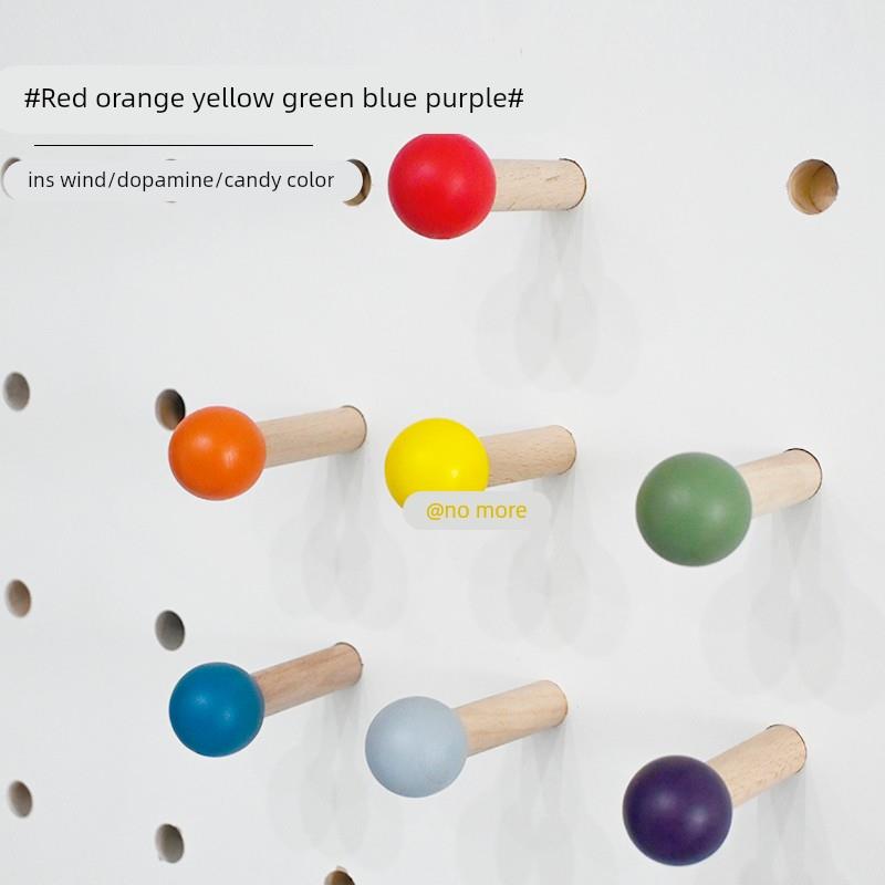 洞洞板配件火柴棒棍木棍挂钩收纳彩色中古风15mm圆孔创意diy圆头