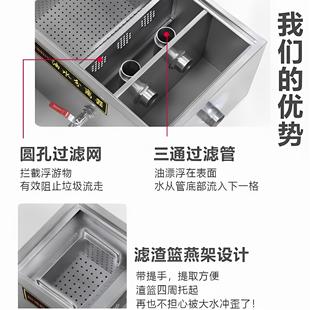 油水分离器餐饮厨房饭店商用家小型不锈钢成品隔油池明装三级过滤