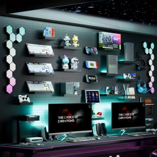 黑色圆孔洞洞板6mm专用配件16孔距L挂钩收纳盒方盒货架手机置物架