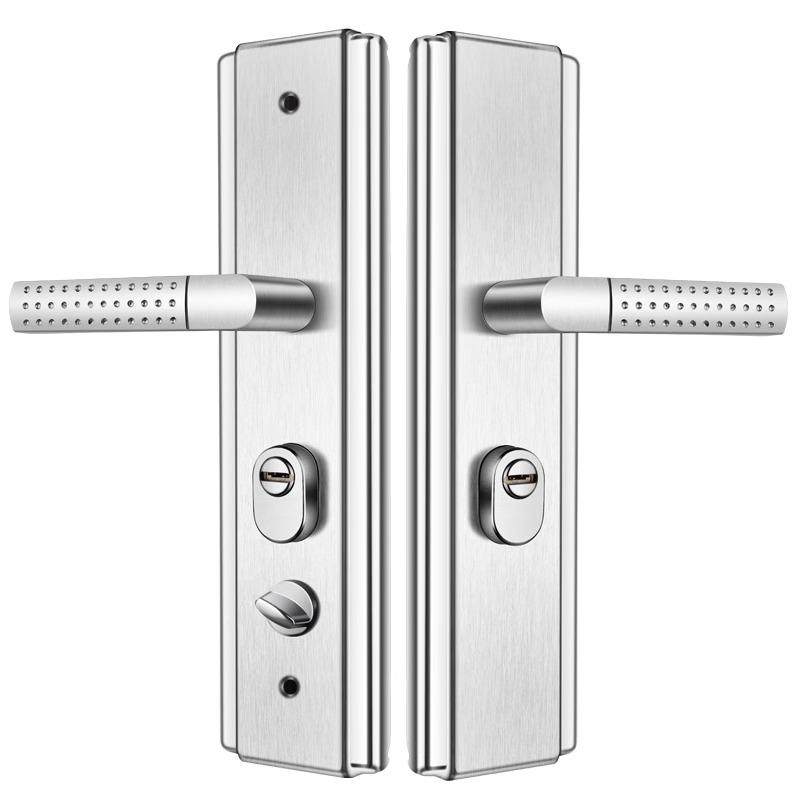 加厚不锈钢防盗门把手多功能入户大门锁面板家用防撬门通用型拉手