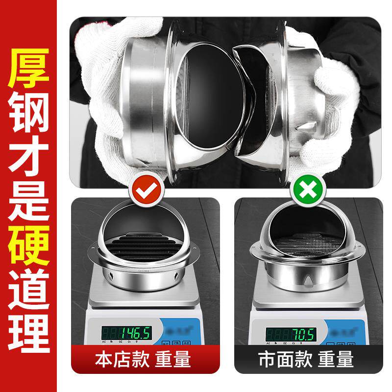 卫生间防鸟罩排风管止逆阀防风帽排气口出风罩不锈钢外墙油烟机网