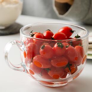 燕麦片早餐水杯子带盖子勺透明微波牛奶马克日式家用大容量玻璃碗