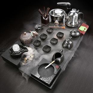 家用陶瓷紫砂大号茶台全自动 流水雾化乌金石茶盘简约功夫茶具套装