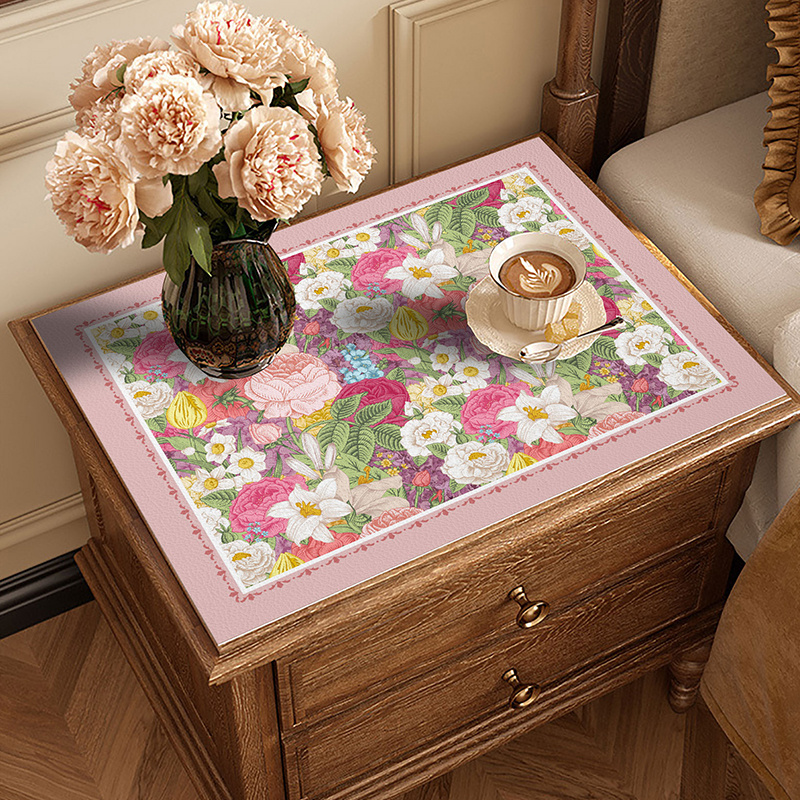 卧室防尘防水床头柜垫皮革盖布盖巾PVC梳妆台面垫写字台书桌垫子