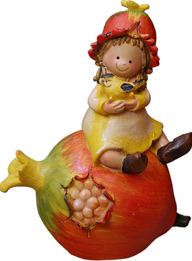 美式乡村小石榴仙子卡通客厅橱窗花园庭院玄关装饰摆件情侣送礼品