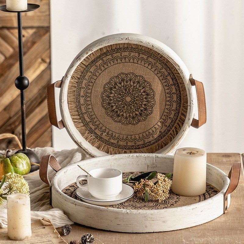 法式复古木质托盘装饰侘寂风家用客厅茶几果盘民宿茶盘果篓,家居饰品,果盘/果篓,淘宝优惠券,粉丝福利购,淘宝优惠卷