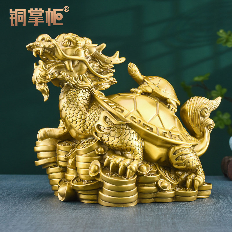 铜掌柜龙龟黄铜母子龙龟金钱龙龟居办公室摆设