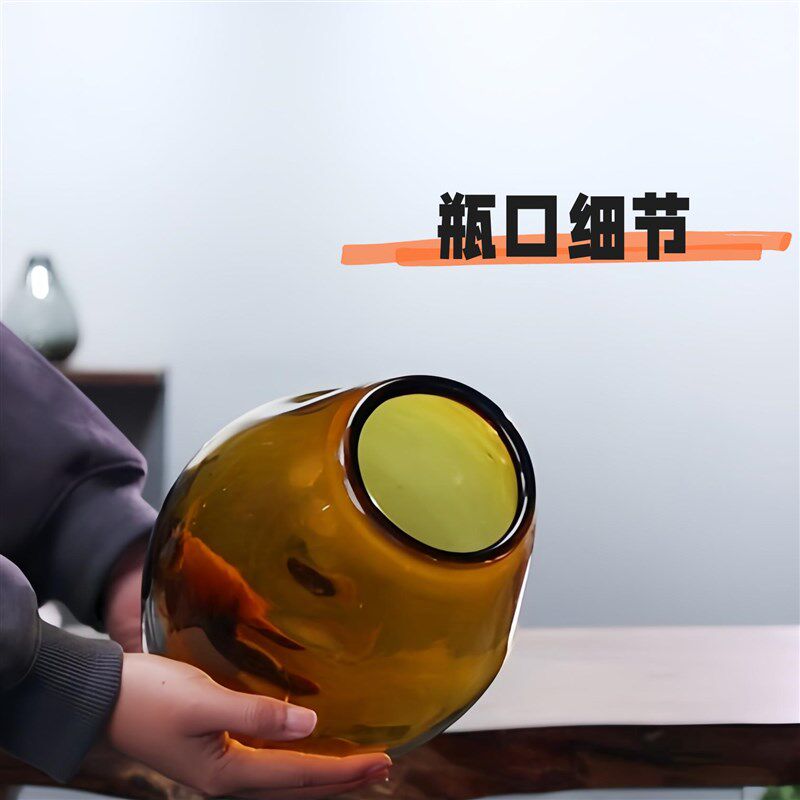 暖秋 琥珀金原色加厚水晶瓶水样鲜切玫瑰百合