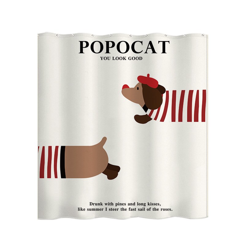 腊肠狗新款浴帘隔断帘防水高档家用卫生间淋浴洗澡防霉免打孔挂帘