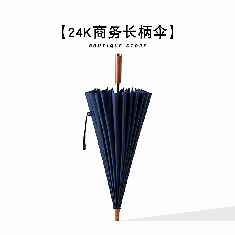 骨加固防风英伦复古商务长雨伞男女大号手动纯色熏木直把伞黑